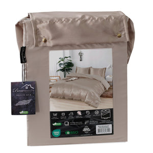 Dekbedovertrek Beauty Zijden Kant - Taupe - 100% Glans Satijn 