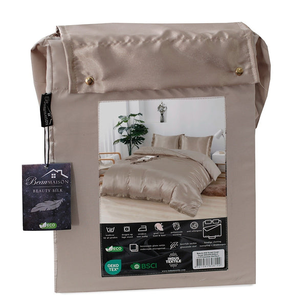 Dekbedovertrek Beauty Zijden Kant - Taupe - 100% Glans Satijn 