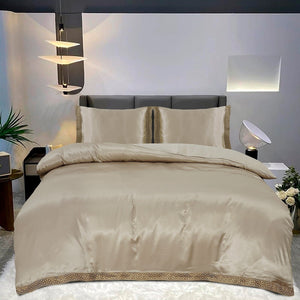 Dekbedovertrek Beauty Zijden Kant - Taupe - 100% Glans Satijn 