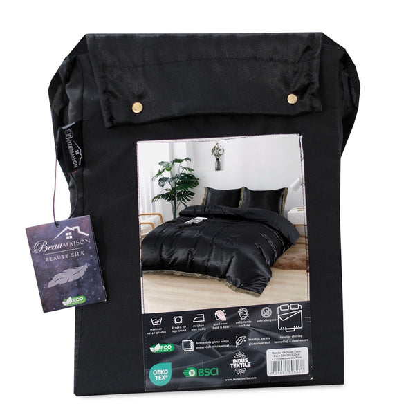 Dekbedovertrek Beauty Silk Lace - Zwart - 100% Glans Satijn 