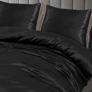 Dekbedovertrek Beauty Silk Lace - Zwart - 100% Glans Satijn 