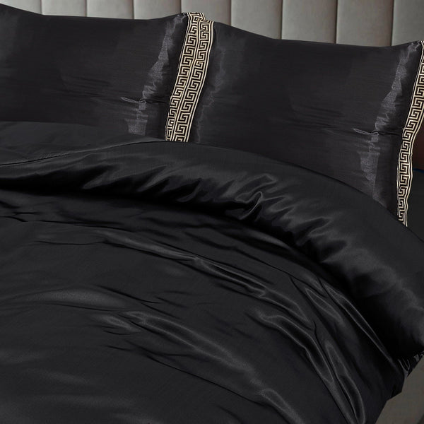 Dekbedovertrek Beauty Silk Lace - Zwart - 100% Glans Satijn 
