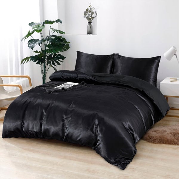 Dekbedovertrek Beauty Silk - Zwart - 100% Glans Satijn 