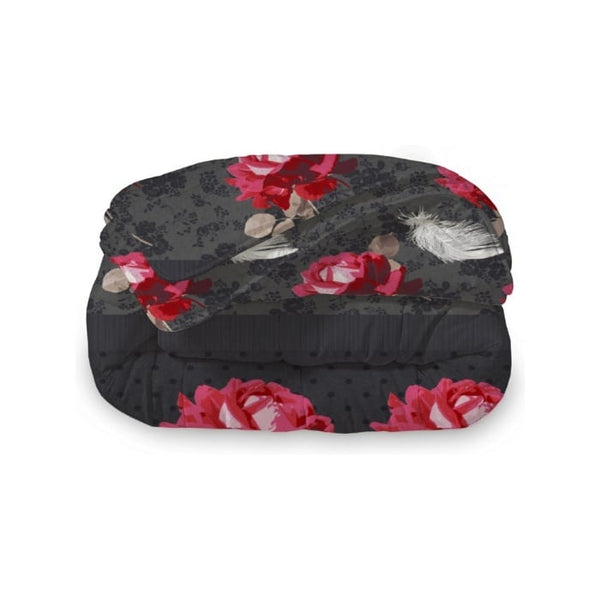 Dekbed Zonder Overtrek Roses Black Red - Easy Dekbed