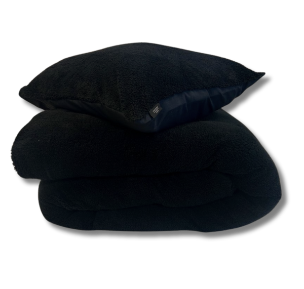Teddy Fleece dekbedovertrek Black