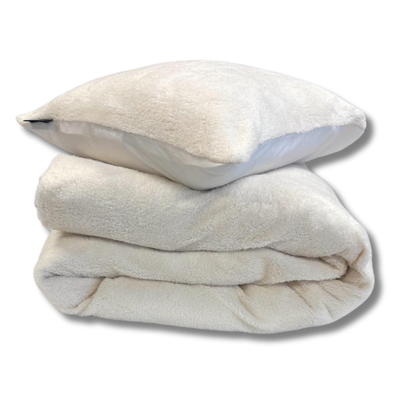 Teddy Fleece Dekbedovertrek Pearl White