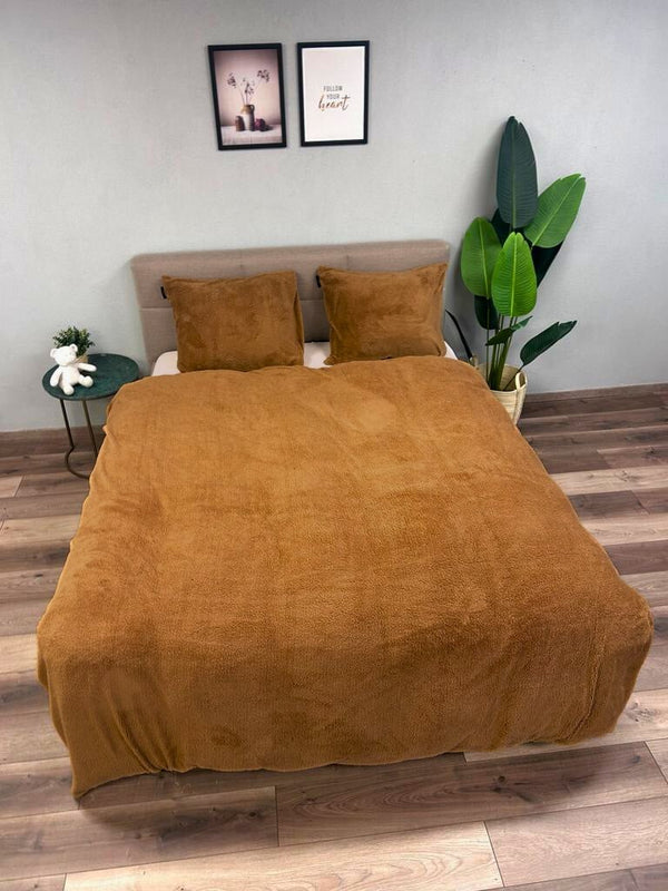 Teddy Fleece dekbedovertrek Caramel Latte