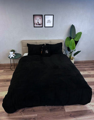 Teddy Fleece dekbedovertrek Black