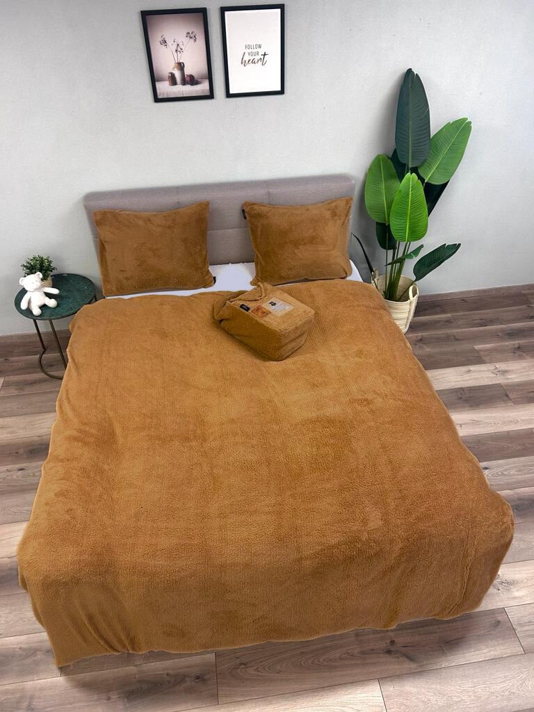 Teddy Fleece dekbedovertrek Caramel Latte