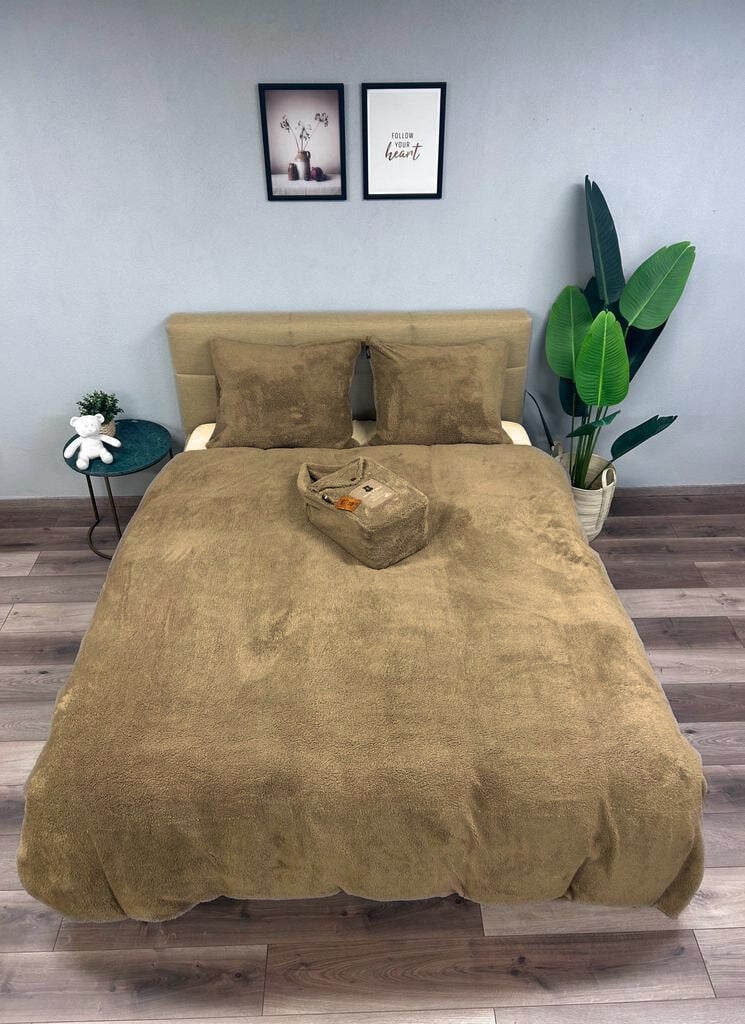 Teddy Fleece dekbedovertrek Taupe