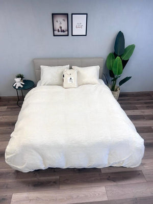 Teddy Fleece Dekbedovertrek Pearl White