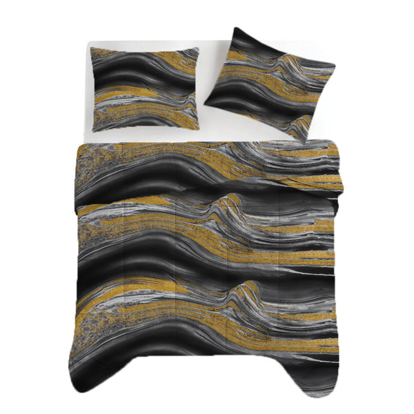 Dekbed Zonder Overtrek Marble Black Gold | Easy Dekbed | Printed Onderzijde