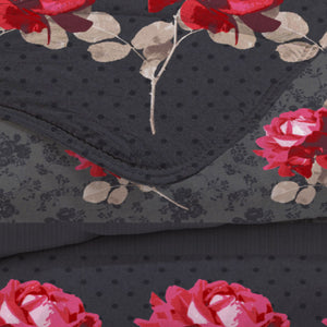Dekbed Zonder Overtrek Roses Black Red - Easy Dekbed