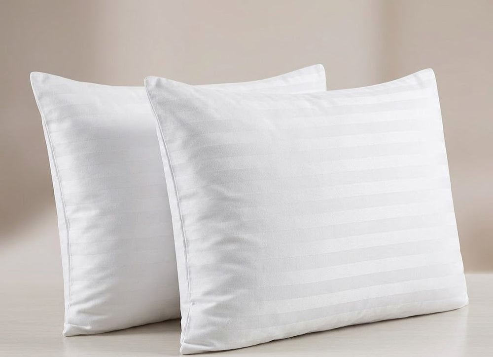 Hotel Kussenslopen Wit 65x90 cm | 27 mm CVC Satin Stripe | Per 12 verpakt