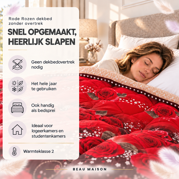 Dekbed Zonder Overtrek met rode Rozen