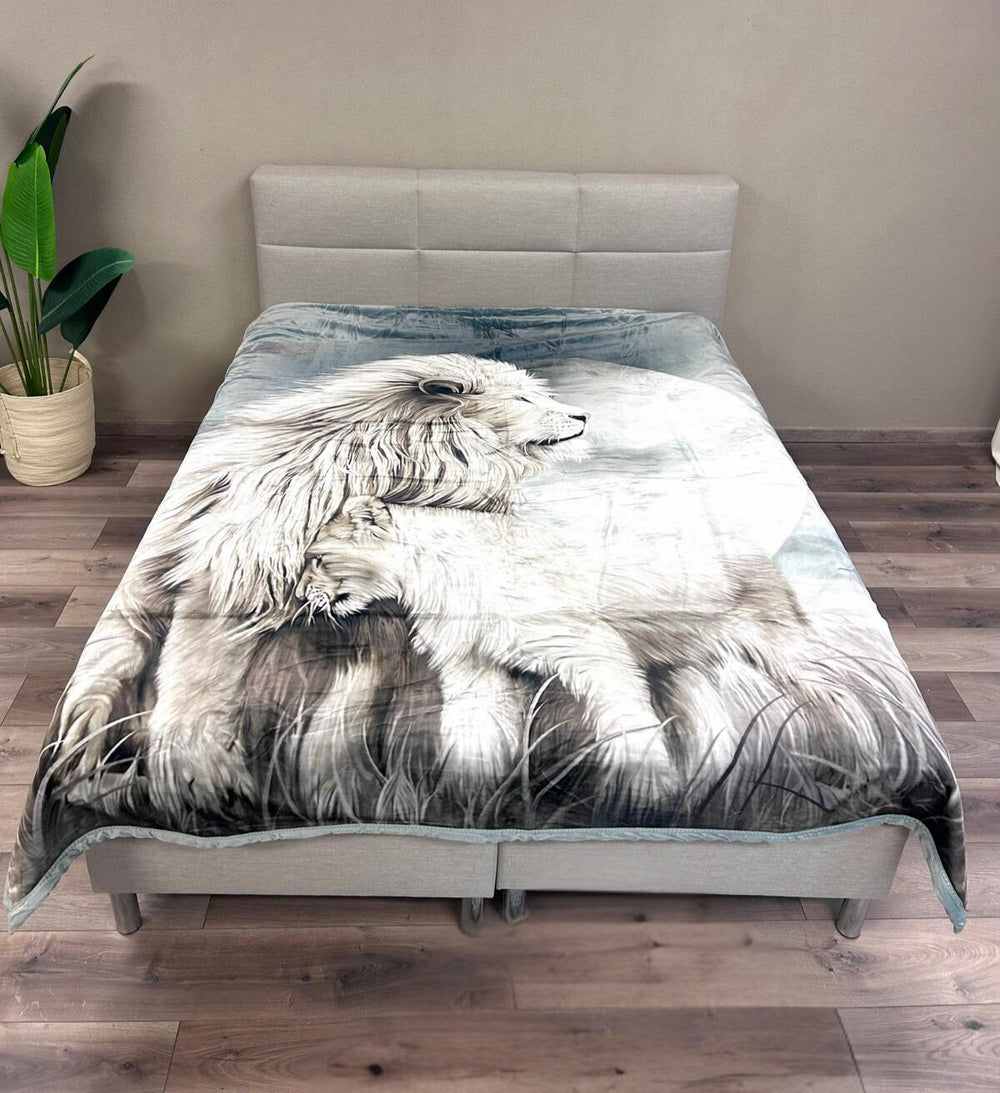 Throw Blanket Velvet Grey Lion 20 x 240 cm - Heavy Quality