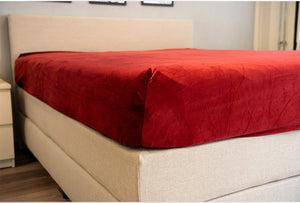 Hoeslaken Fluweel Bordeaux Rood - Fluweel Velours 