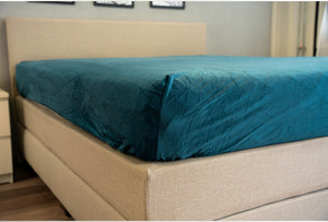 Hoeslaken Velvet Petrol Blauw - Fluweel Velours 