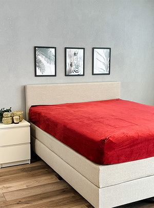 Hoeslaken Fluweel Bordeaux Rood - Fluweel Velours 