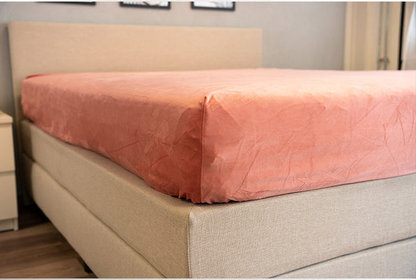 Hoeslaken Fluweel Oud Rose - Fluweel Velours 