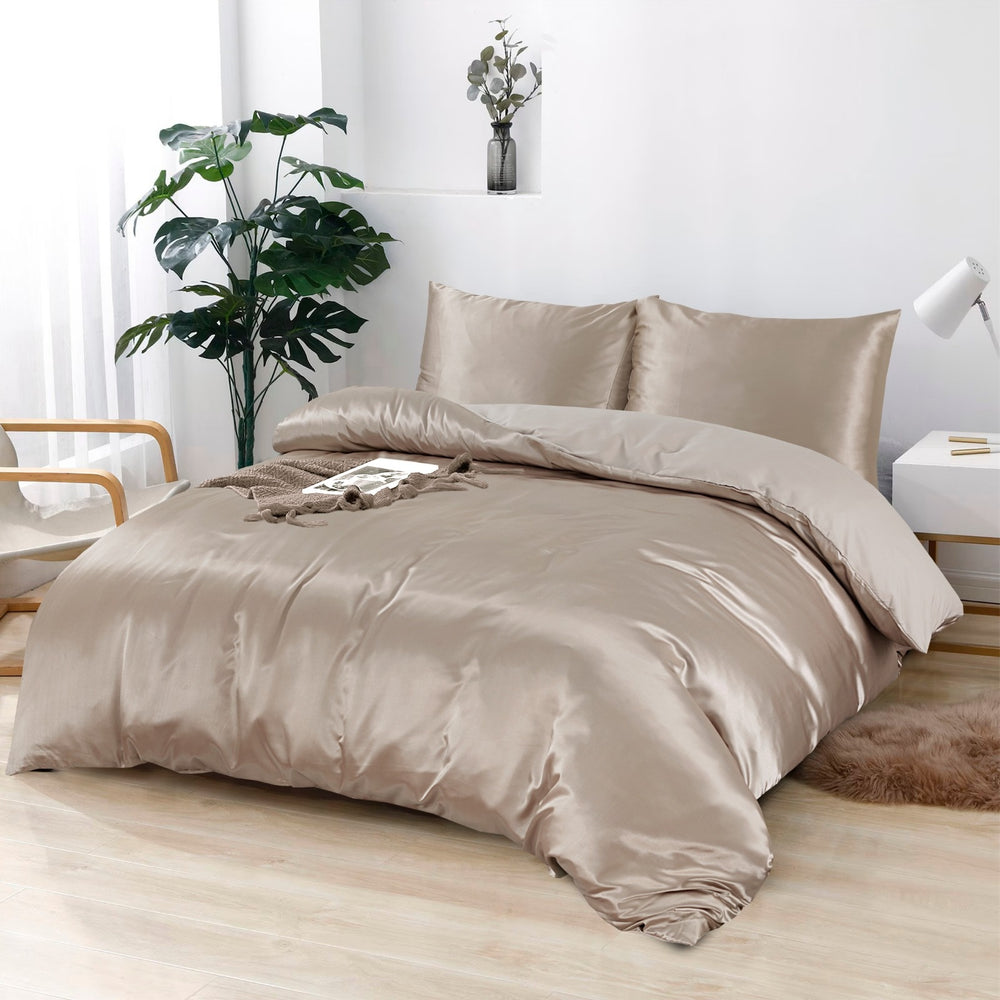 Dekbedovertrek Beauty Zijde - Taupe - 100% Glans Satijn 