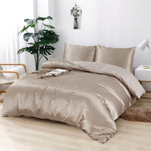 Dekbedovertrek Beauty Zijde - Taupe - 100% Glans Satijn 