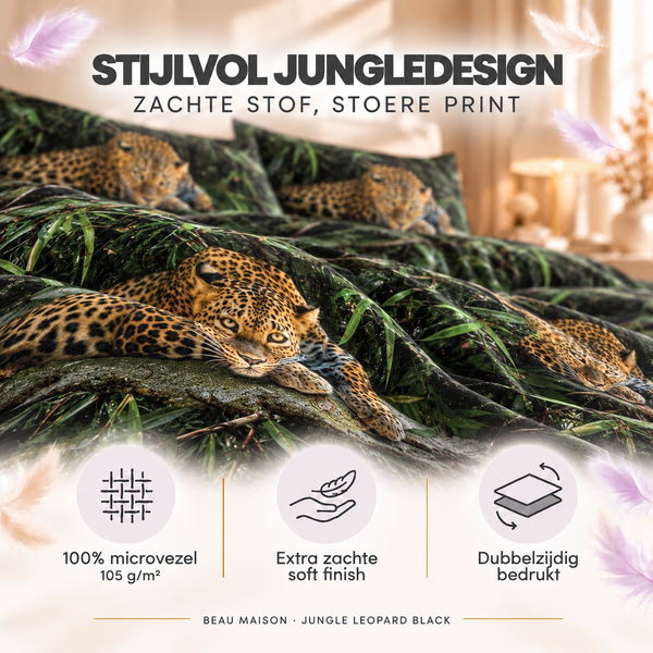 Dekbedovertrek Jungle Leopard Black