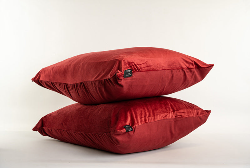 Kussenslopen Fluweel Bordeauxrood Fluweel - Velours 