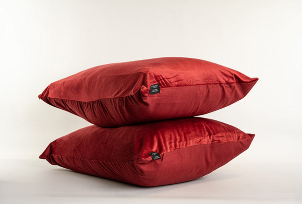 Kussenslopen Fluweel Bordeauxrood Fluweel - Velours 