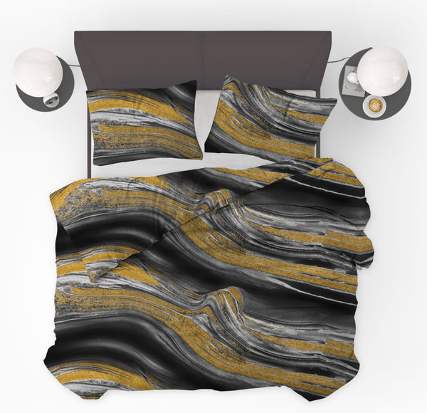 Dekbed Zonder Overtrek Marble Black Gold | Easy Dekbed | Printed Onderzijde