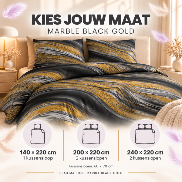 Duvet Cover Marble Black Gold