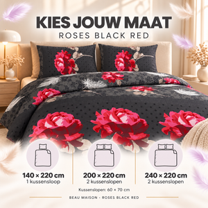 Dekbedovertrek Roses Black Red