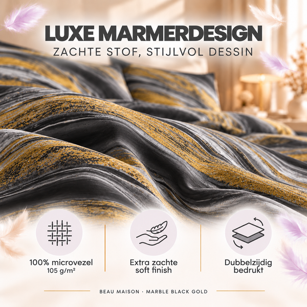 Duvet Cover Marble Black Gold