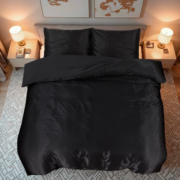 Dekbedovertrek Beauty Silk - Zwart - 100% Glans Satijn 
