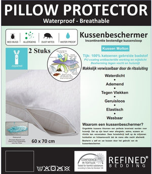 2 PACK Molton Kussensloop Waterdicht