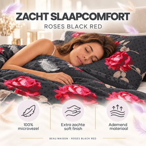 Dekbedovertrek Roses Black Red