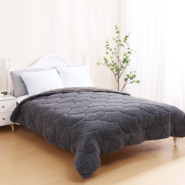 Velvet Sherpa Comfort Dekbed - Grey - Easy Dekbed