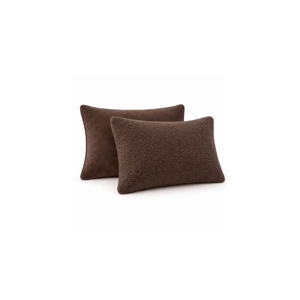 Sherpa Comfort Kussenslopen – Velvet & Sherpa – 2× 60×70 cm - Coffee Brown