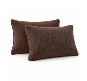 Sherpa Comfort Kussenslopen – Velvet & Sherpa – 2× 60×70 cm - Coffee Brown