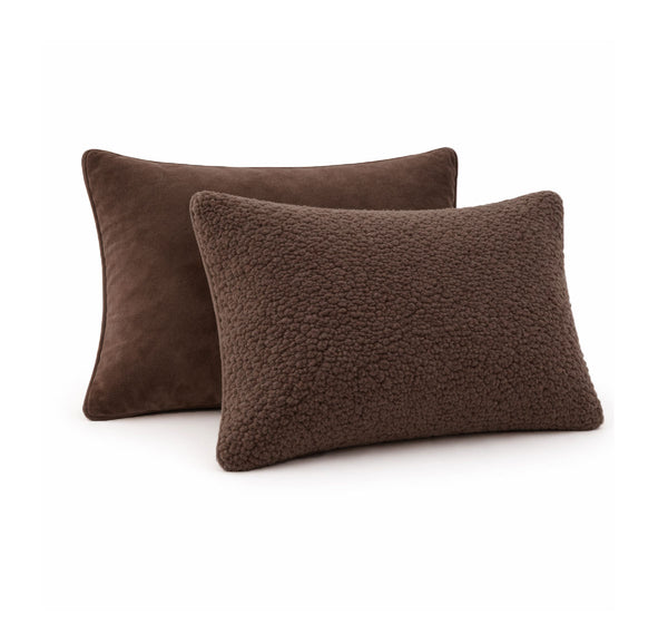 Sherpa Comfort Kussenslopen – Velvet & Sherpa – 2× 60×70 cm - Coffee Brown
