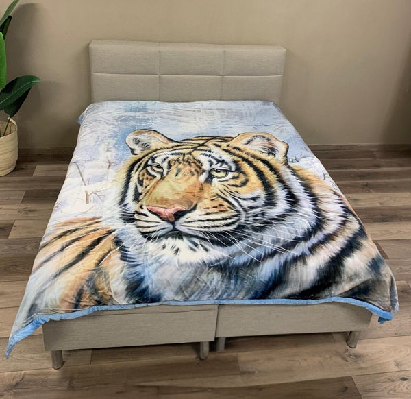 Woondeken Fluweel Sneeuwtijger 200 x 240 cm - Zware Kwaliteit 