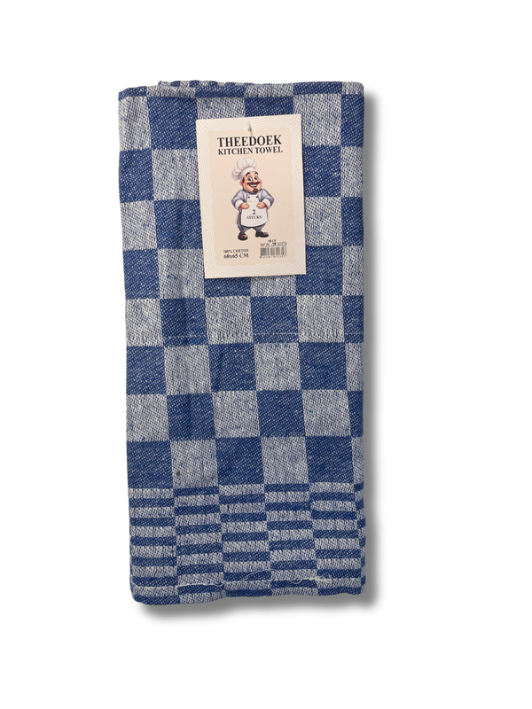 Theedoek Geblokt Blauw