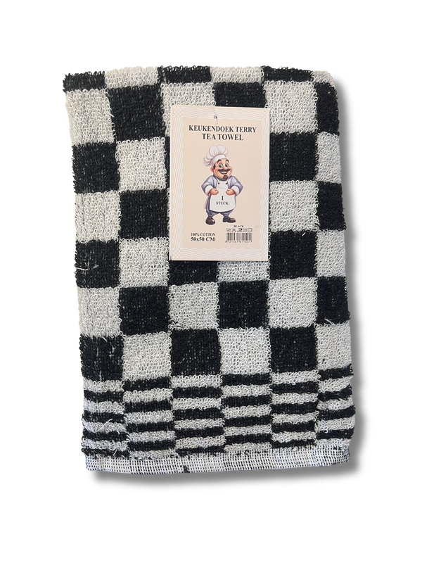 Keukendoek - Handdoek Geblokt Zwart