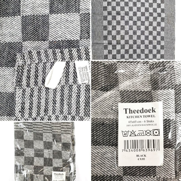 Theedoek Geblokt Zwart