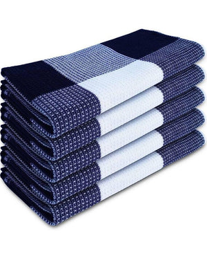 Theedoek Wafel Katoen Blauw Wit