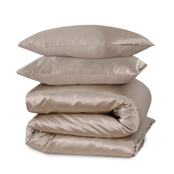 Dekbedovertrek Beauty Zijde - Taupe - 100% Glans Satijn 