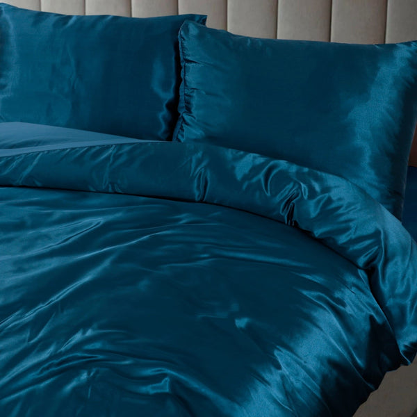 Dekbedovertrek Beauty Zijde - Petrol Blauw - 100% Glans Satijn 